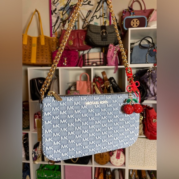 Michael Kors Handbags - Michael Kors Jet Set Small Chain Denim Pouchette NWT